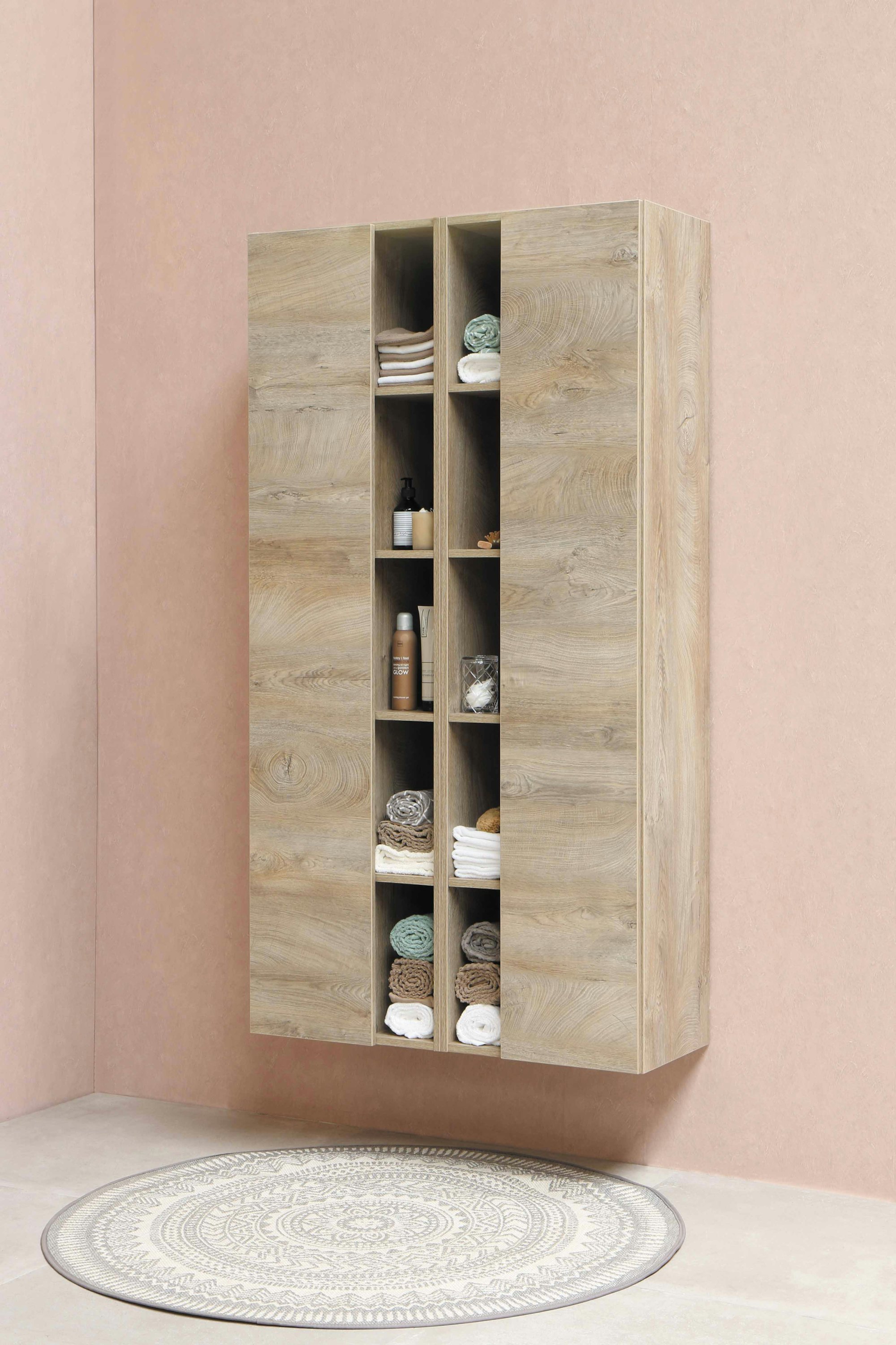 A detail of hand-built cabinetry