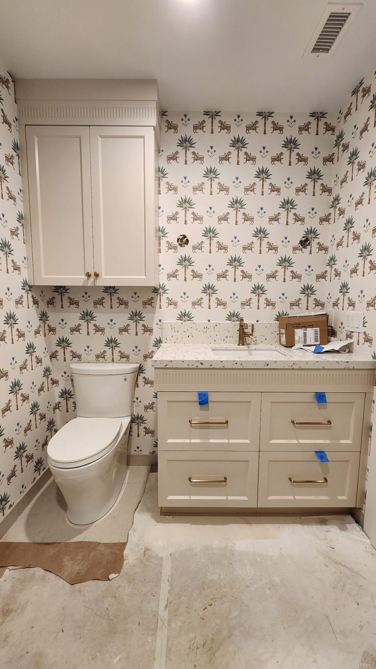 Custom Bathroom Vanity with Brass Hardware