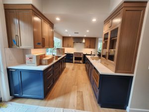 Rift White Oak Kitchen with Painted Base Cabinets