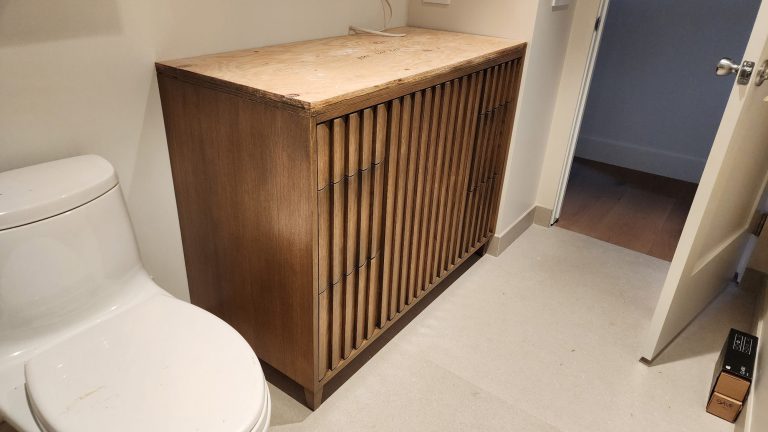 Rift White Oak Louvered Bathroom Vanity